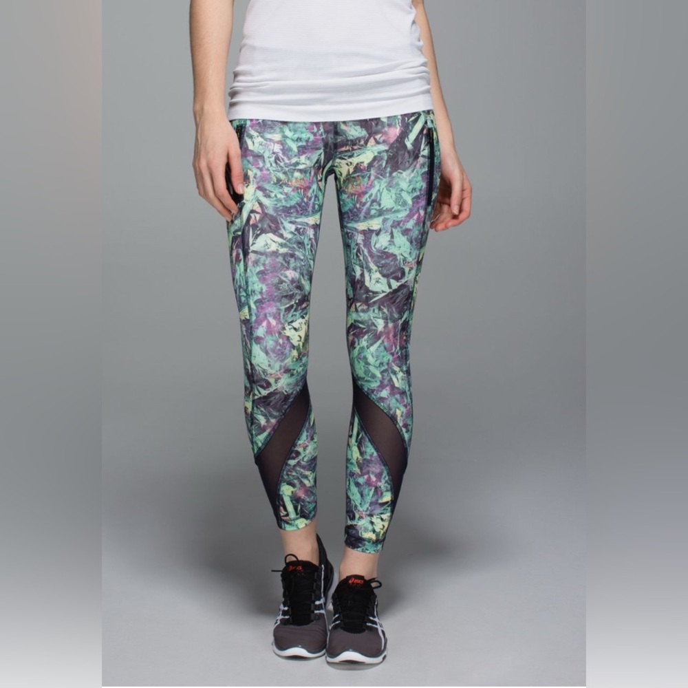 Lululemon Leggings Inspire Tight II Luxtreme Mesh Iridescent Multi Naval Blue